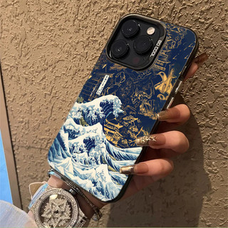 Vỏ sóng đại dương Ukiyo-e Nhật Bản cho Huawei Honor X9D X8D X7D X6D X9B X9A X7A X8A X9C X6C X5C X6B X7B X9 Vỏ điện thoại di động Laser cứng IMD 3D Mạ nghệ thuật thời trang