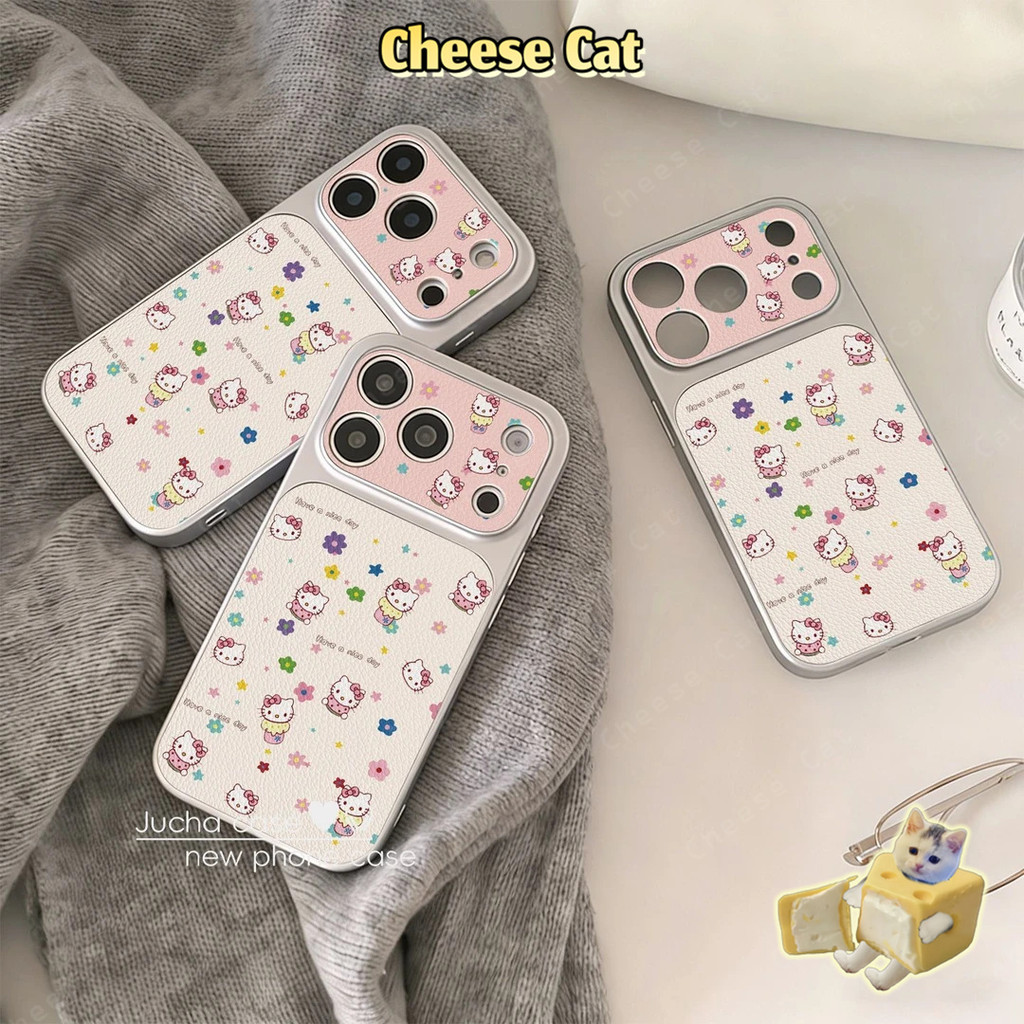 Cửa Sổ Lớn 17 Pro Max Hoa Nhiều Màu Sắc Kitty Da Ốp Lưng Điện Thoại iPhone 14 15 16 11 12 13 Pro Max XR Xs Max