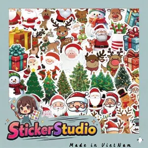 Set 100 Sticker Noel Giáng Sinh Chống Nước Dán Laptop Vali Mũ Bảo Hiểm