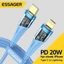 Essager Cáp sạc siêu nhanh Type C - C, Type C - L, cho Samsung, iP, Xiaomi, Macbook, Oppo, chất liệu dầy vải dù