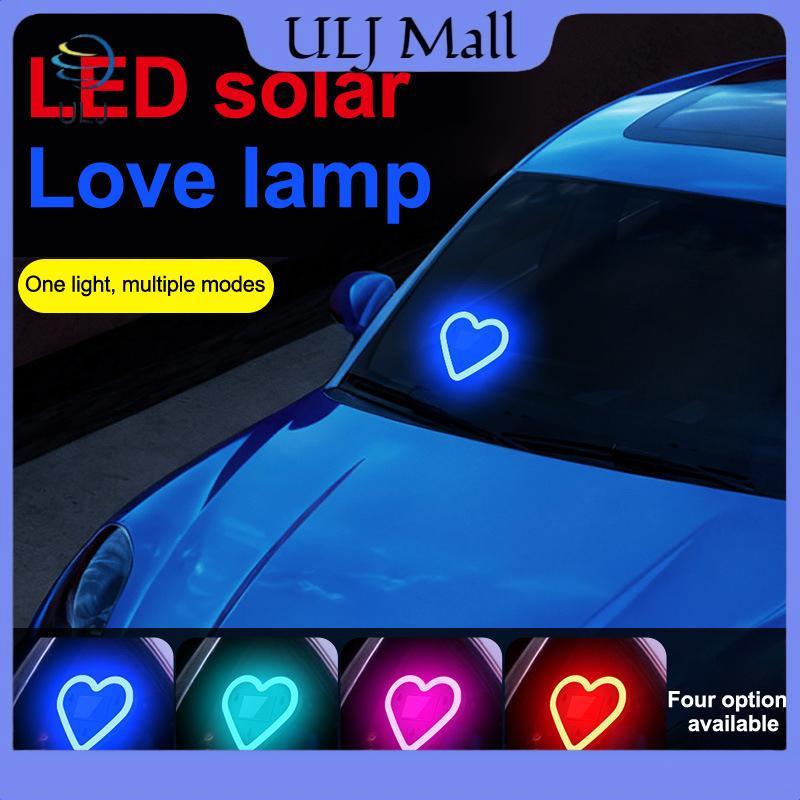 ULJ Xe LED Trang Trí Cửa Sổ Trái Tim Đèn Neon Hút Cố Định Dạ Quang Trái Tim Năng Lượng Mặt Trời Môi Trường Xung Quanh Đèn Neon Đèn Ô Tô Phụ Kiện 1 Chiếc.