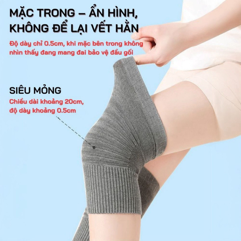 Combo 2 đôi tất đầu gối co giãn cao, thoáng khí, chống trượt 360° giữ nhiệt bảo vệ khớp gối