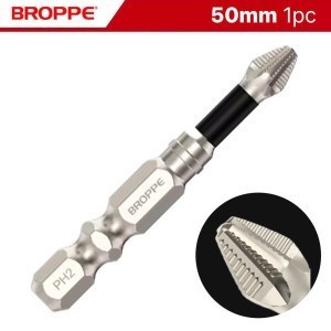Mũi vít PH2 chống trượt TOPBits hãng BROPPE | Mũi bắn vít 1 đầu PH2 bake chữ thập từ tính cao, chân lục giác ngắn 6.35mm