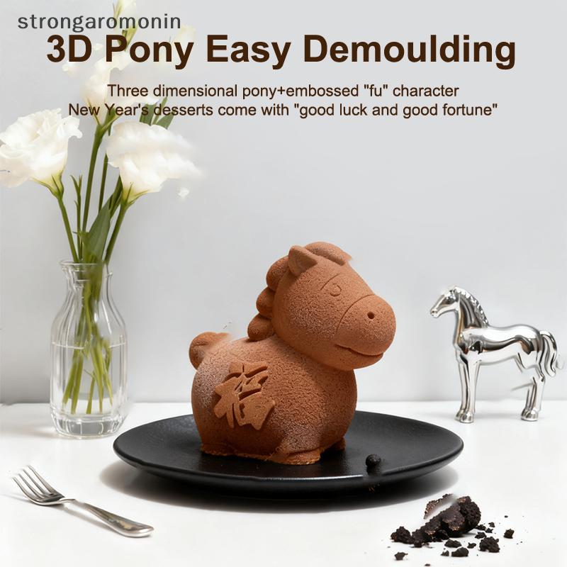 ST Hoạt Hình Hình Ngựa Silicone Bánh Mousse Khuôn Ngựa Thiết Kế Lập Thể Tết Nguyên Đán DIY Trang Trí Món Tráng Miệng Dụng Cụ Làm ST
