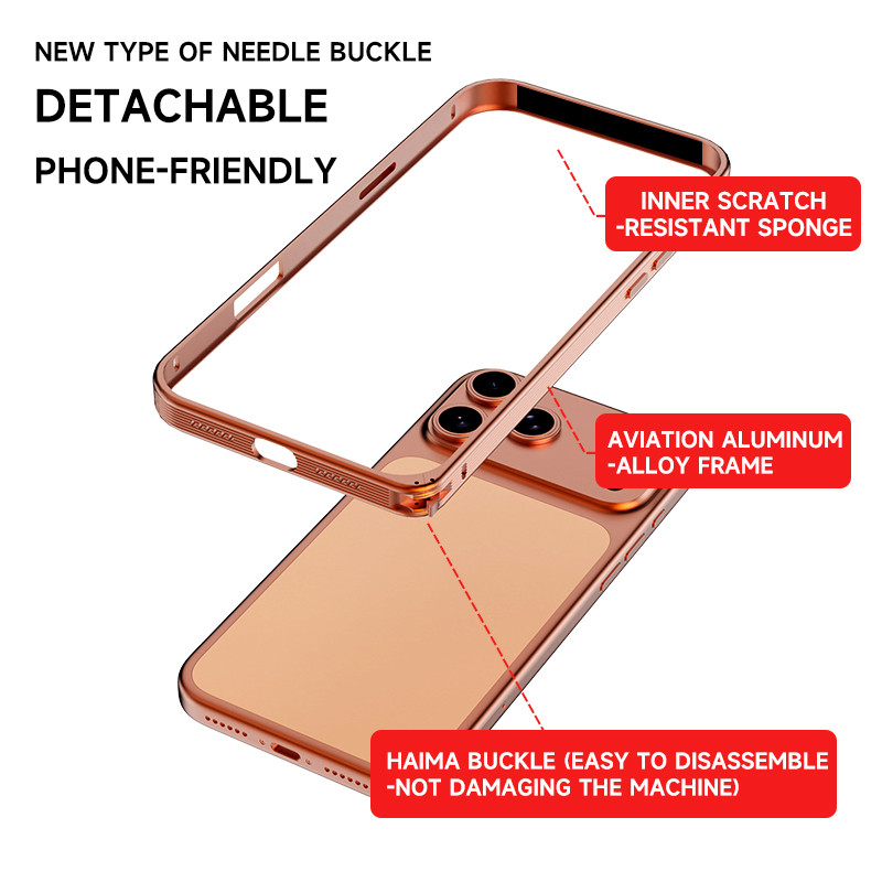 Kim Loại Mới Chống Trượt Viền Khóa Tản Nhiệt Ốp Lưng Điện Thoại iPhone 17 Pro Max 15 14 13 16 Pro Max Trần Điện Thoại Cảm Thấy Khung