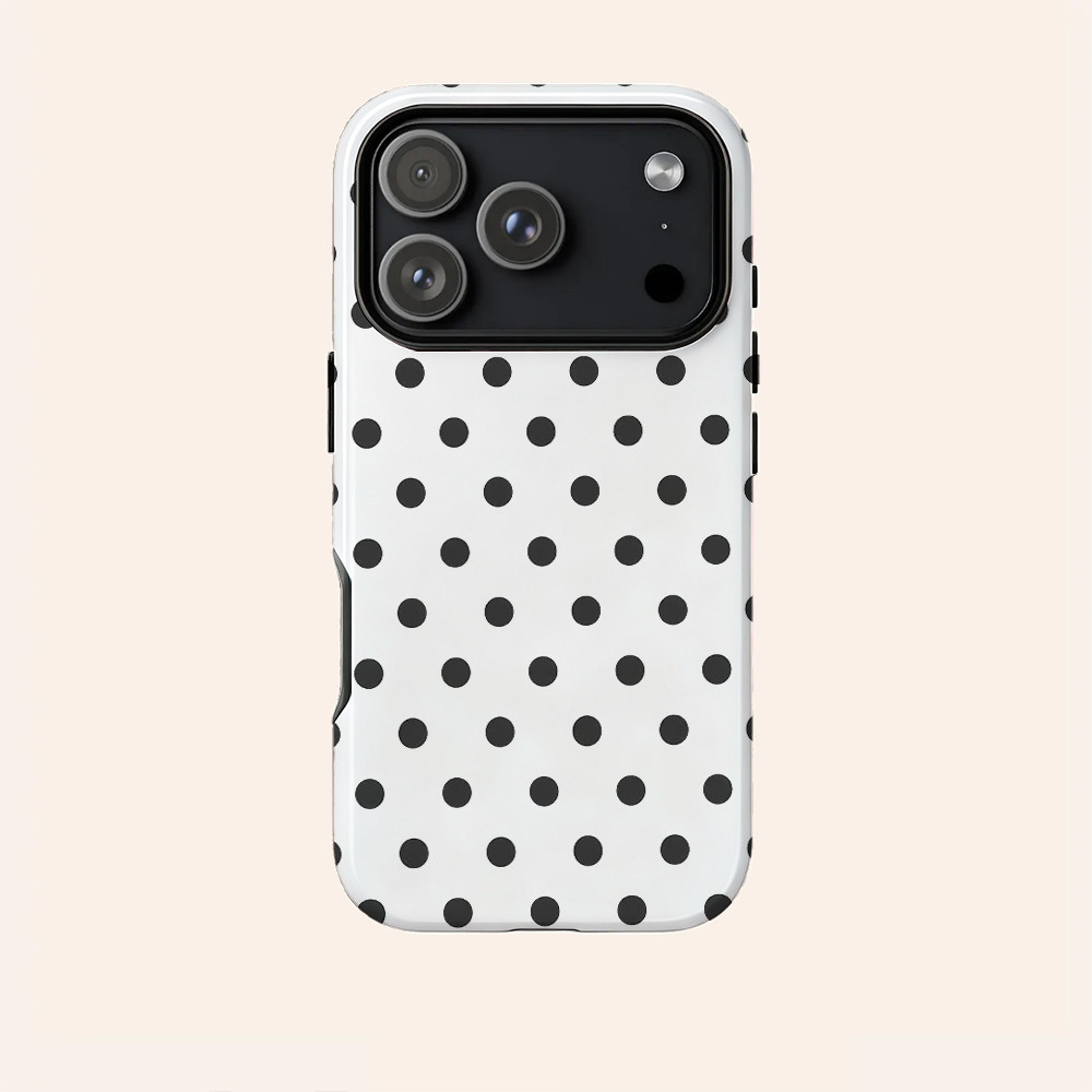 Chấm bi màu đen đơn giản Thích hợp cho iPhone 7 8 X XS XR XSMAX 11 12 13 14 15 16 17 Pro max Plus Vỏ cứng hai lớp chống sốc chống sốc không khí bao gồm tất cả