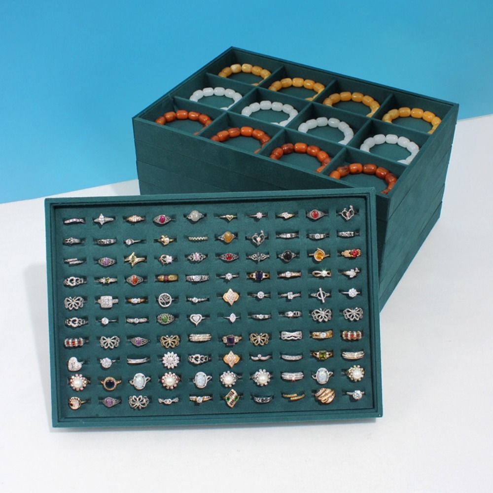 Dụng cụ sắp xếp trang sức CHEESELY, Khay đựng đồ trang sức màu xanh nhung, Chất lượng cao một lớp Vòng tay dung tích lớn Tấm lưu trữ Trang sức Màn hình hiển thị
