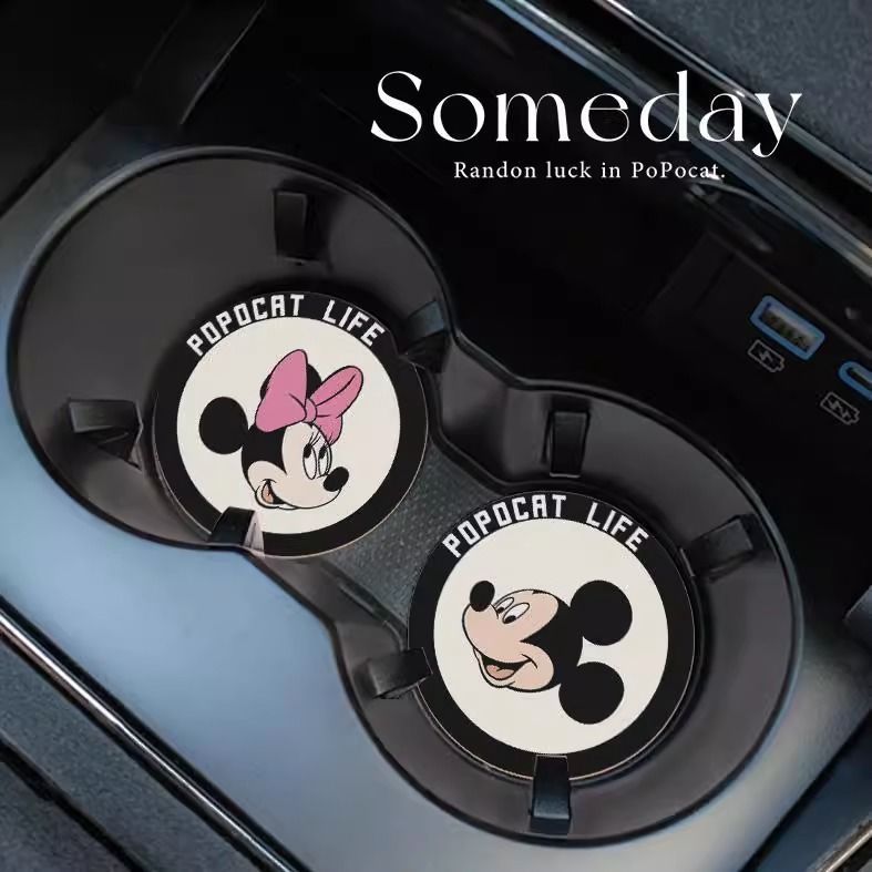 Mickey Xe Nước Coaster Đa Năng Xe Chống Trơn Trượt Thảm Bảo Quản Nội Thất Hoạt Hình Dễ Thương Trang Trí Tiếp Liệu Daquan