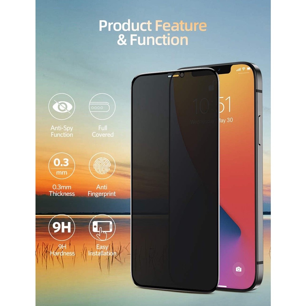 Full Cover Riêng Tư Kính Cường Lực Cho iPhone 17 17e 16e 16 15 14 13 12 11 Pro Max Air Mini XR XS Max 8 7 6 6s Plus SE Phim Bảo Vệ Màn Hình Chống Gián Điệp