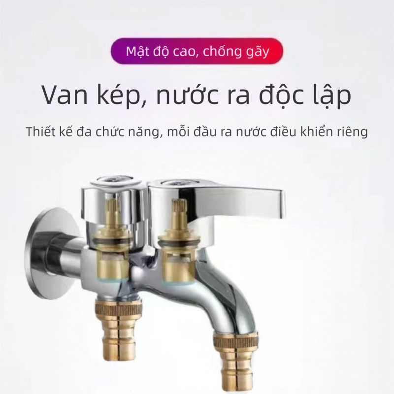 Vòi nước 2 đầu ra bằng thép không gỉ 304 vòi nước máy giặt 2 đầu ra chia nước thành 2 đầu xả độc lập