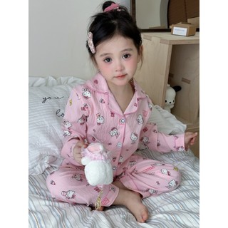 Phiên Bản Hàn Quốc Bộ Đồ Ngủ Bé Gái Dài Tay Bé Gái Hoạt Hình Dễ Thương Thời Trang Homewear Phù Hợp Với