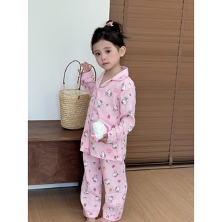 Phiên Bản Hàn Quốc Bộ Đồ Ngủ Bé Gái Dài Tay Bé Gái Hoạt Hình Dễ Thương Thời Trang Homewear Phù Hợp Với
