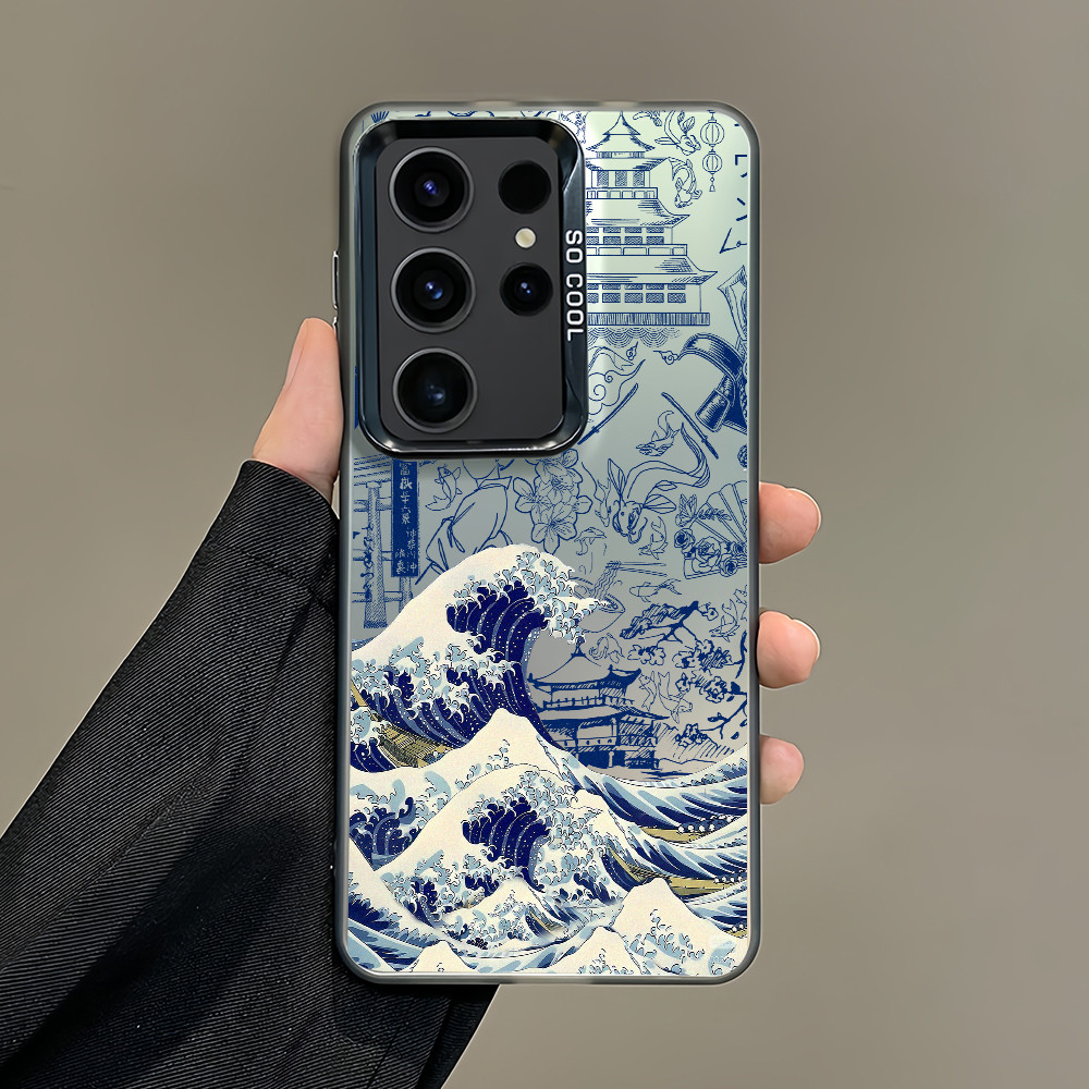 Ốp điện thoại cứng Great Wave of Kanagawa Micro Matte cho Samsung S26/S25/S24/S23/S20/S21/S22, FE, A56/A17S24+, chống sốc