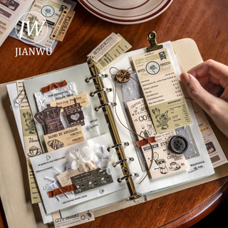 JIANWU Một Cốc Cà Phê Là Tâm Trạng Series Vintage Nhãn Tiếng Anh Phong Cảnh Chất Liệu Cắt Dán Memo Pad Sáng Tạo Rác Tạp Chí Văn Phòng Phẩm
