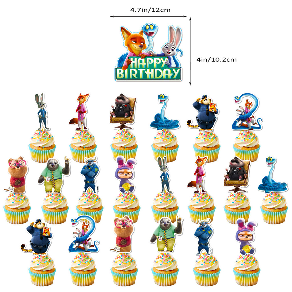 ST2 Zootopia 2 JUDY NICK trẻ em trang trí tiệc sinh nhật biểu ngữ bánh topper bóng bay bộ cung cấp TS2