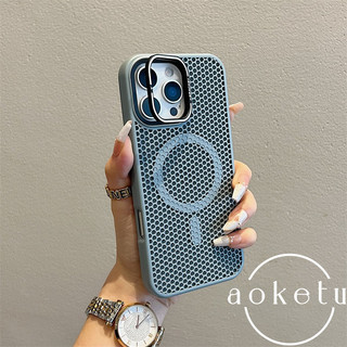 Lưới tản nhiệt thoáng khí khung kim loại Vỏ điện thoại từ tính thích hợp cho iPhone 11 12 13 14 15 16 Pro Max Bao gồm tất cả vỏ cứng silicon chống rơi
