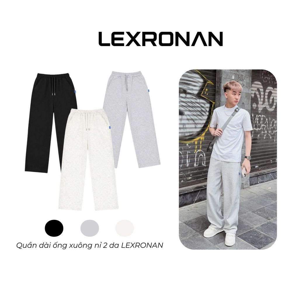 Quần Dài Ống Rộng Trơn Nam Nữ LEXRONAN – Quần Nỉ 2 Da Form Suông, Mặc Ấm, Dễ Phối Đồ #QX01