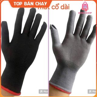 Bịch 12 đôi găng tay bảo hộ lao động sợi mút đen xám, gang tay bao ho lao dong soi den xam sieu ben