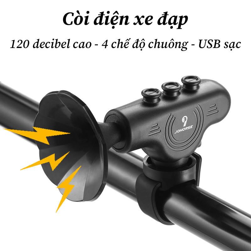 Chuông Điện Tử Xe Đạp & Xe Điện 120dB - Âm Thanh Cảnh Báo Lớn, Sạc USB, Thiết Kế Chống Thấm Nước
