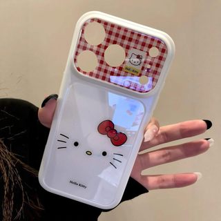 Sweet Girly Bảo Vệ Toàn Diện Ống Kính Hoạt Hình Dễ Thương Kẻ Sọc Hellokitty Acrylic Ốp Lưng Điện Thoại iPhone 17Promax 17Pro 15 16 Pro Max Vỏ Nữ Chống Sốc