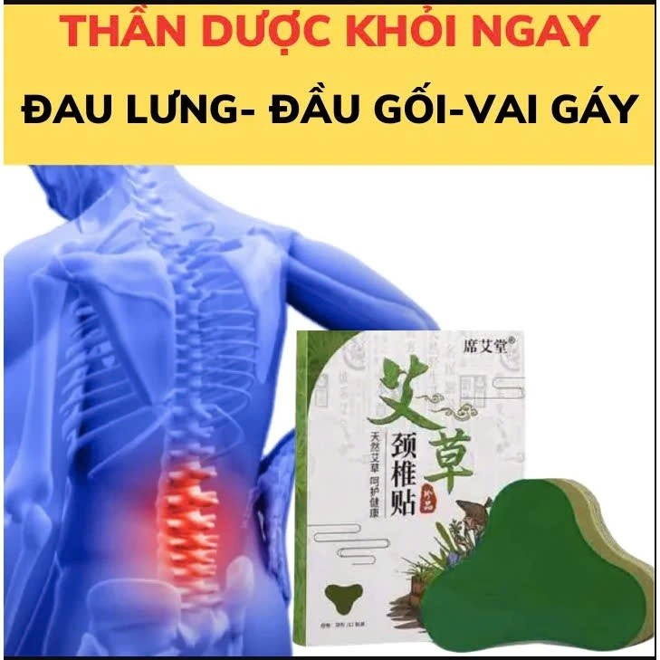 Combo 10 Hộp-Hộp 12 Miếng Dán Ngải Cứu Vai Gáy Giảm Đau Cổ Vai Gáy, Thải Độc