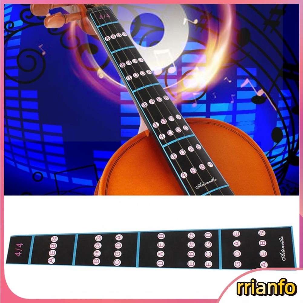 Rrianfo Rrianfo Violin Finger Sticker Ghi chú ngón tay Biểu đồ nhãn Biểu đồ có thể tháo rời 4/4 cho người mới bắt đầu thực hành màu đen