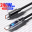 Trong Suốt Vỏ Chip Cáp Sạc Điện Thoại 240W Loại C Sang Loại C Flash Cáp Sạc Nylon Bím Chống Rỉ Dây Dữ Liệu Cho ios15-17