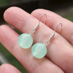 Bông tai ngắn hạt tròn màu xanh nhạt mới