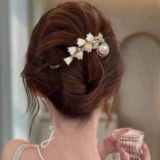 Kẹp tóc xoắn hình chữ u cổ điển họa tiết hoa lily, phù hợp trang điểm tóc hàng ngày