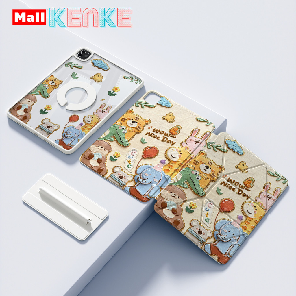KENKE Ốp lưng máy tính bảng iPad dễ thương gấp X cho iPad 2026 Air Pro 11 inch 13 inch M4/M5 pro 12.9 mini 6/7, ốp ipad gen 10 cute gen 11 a16 Air 4 5 6 7 8 (2020/2021/2022), ốp bảo vệ máy tính bảng cho trẻ em case ipad