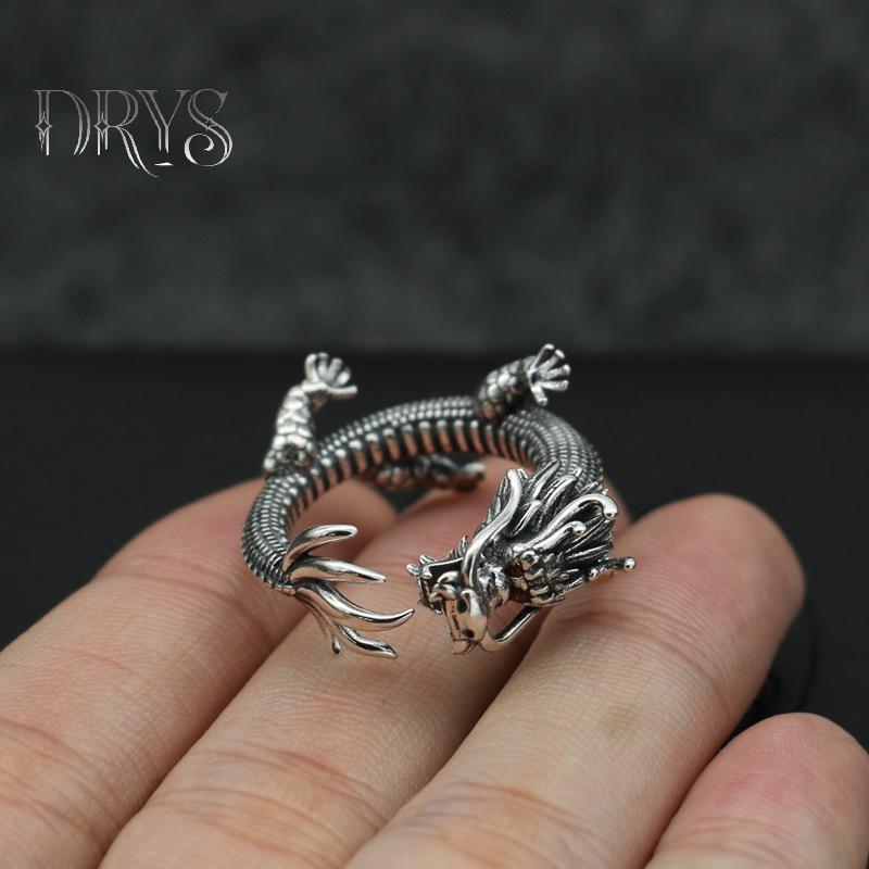 Nhẫn Rồng Retro Phong Cách Punk Vintage, Dành Cho Nam, Thoáng Mát và Có Thể Điều Chỉnh
