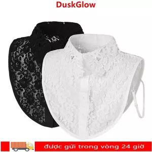 Cổ giả Duskglow trắng đen, khăn choàng ren điều chỉnh được, thời trang cho nữ và bé gái