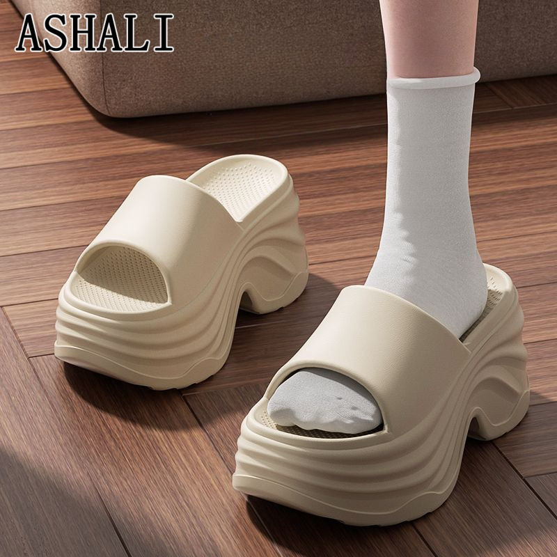 ASHALI Dép Nữ Đế Cao 10cm EVA Chống Trượt Thiết Kế Thời Trang Đi Shopping Dạo Phố Thoáng Khí Mới 2025