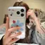 Hoa màu xanh vẽ ngắn cho 16 trường hợp iPhone 17Air Space Case 14/13/11Pro