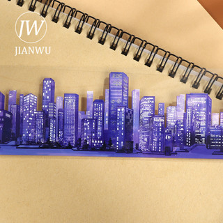 JIANWU 60mm * 5m Vintage Màu Tím Xây Dựng Phong Cảnh Chất Liệu Cắt Băng Thêu Sò PET Sáng Tạo DIY Tạp Chí Văn Phòng Phẩm
