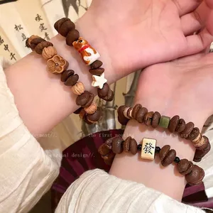 Vòng tay cà phê đậu mèo móng vuốt đính hạt retro - phụ kiện thời trang độc đáo
