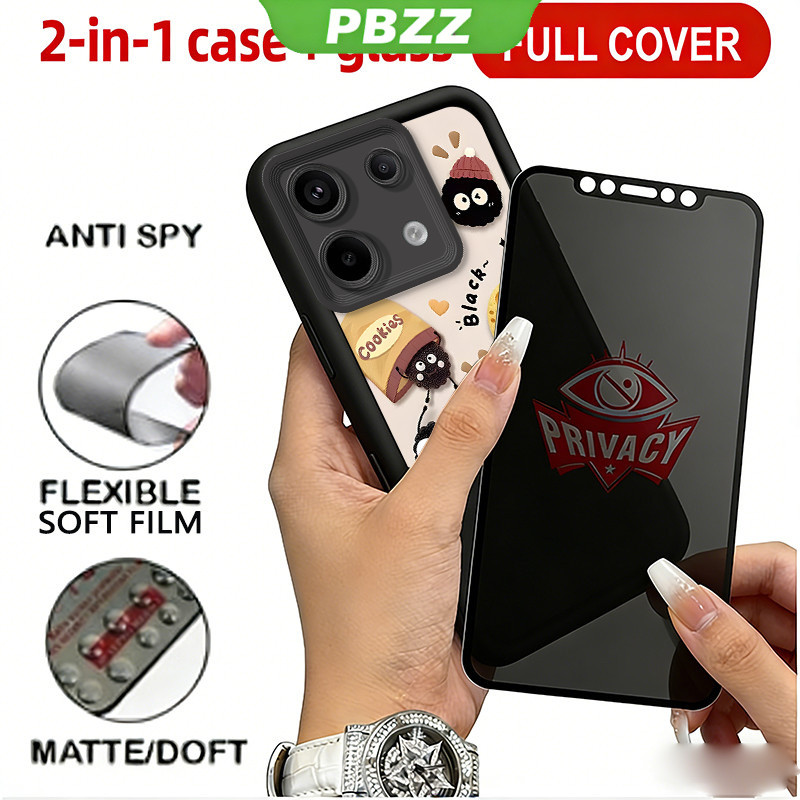 Chống riêng tư bằng gốm sứ với vỏ kính cường lực cho REDMI NOTE 13 4G REDMI NOTE 13 PRO 5G Vỏ điện thoại Softcase thẩm mỹ dễ thương cho bé gái JTMHSMQ1