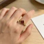 Nhẫn nữ phong cách Hàn Quốc, màu đỏ trắng, men kim cương dát zircon, thiết kế tinh tế và dễ dàng điều chỉnh