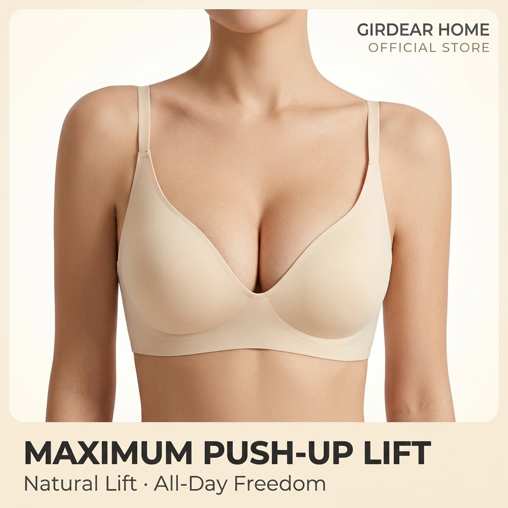 Girdear Home Áo Ngực Cho Ngực Xa Đẩy Lên Ngực Nhỏ Trông To Hơn Giảm Mỡ Nách Chống Chảy Xệ Không Đường May Màu Da Vô Hình Lưng Trần Mùa Hè,7631FG05