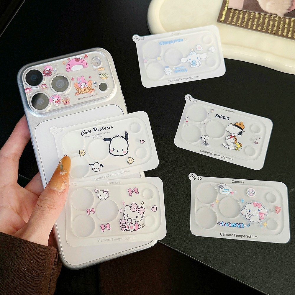 Phim Hoạt Hình Mèo Chó Ống Kính Máy Ảnh Bảo Vệ Cho iPhone 17 Pro Max 16 15 14 Pro Max Camera Kính Cường Lực Trong Suốt