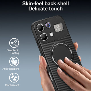 Dành Cho infinix Note 60 Pro 5G Ốp điện thoại Carbon Tecture Lưng Cứng Cạnh Mềm Có Thể Gập Lại Đế Chống Sốc Chống Rơi Mỏng Bao