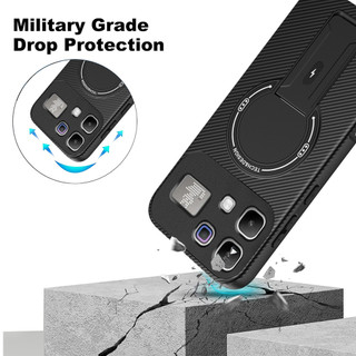 Dành Cho infinix Note 60 Pro 5G Ốp điện thoại Carbon Tecture Lưng Cứng Cạnh Mềm Có Thể Gập Lại Đế Chống Sốc Chống Rơi Mỏng Bao