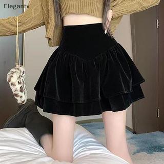 Váy nữ cao cấp nhung xếp ly retro ngắn, lông tơ mềm mại, thời trang thanh lịch cho mọi ngày