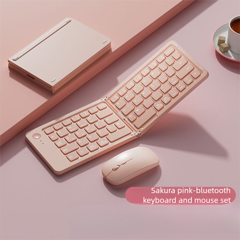 Bộ chuột bàn phím có thể gập lại Bluetooth không dây Nhỏ di động Im lặng