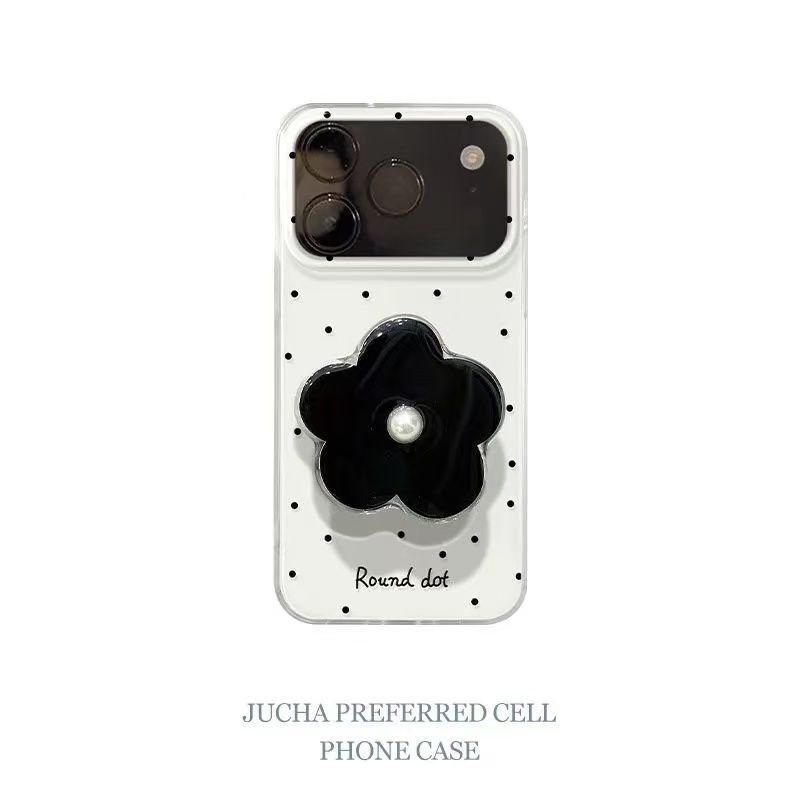 Ốp Điện Thoại Thích Hợp Cho iPhone 7 8 X XS XR XSMAX 11 12 13 14 15 16 17 Pro max Plus Air Polka Dot Hoa Trắng Đen Có Giá Đỡ Vỏ Bảo Vệ Chống Sốc Bao Gồm Tất Cả GOLJ
