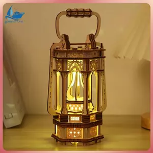 Câu đố bằng gỗ 3D dành cho người lớn Bộ mô hình đèn lồng cổ điển có đèn, Bộ dụng cụ mô hình đèn lồng bằng gỗ 3D để xây dựng cho gia đình