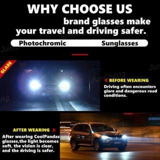 Kính Photochromic Nam Thời Trang Vuông Vàng Kính Nhìn Ban Đêm Thể Thao Ngoài Trời Kính Mát Nam