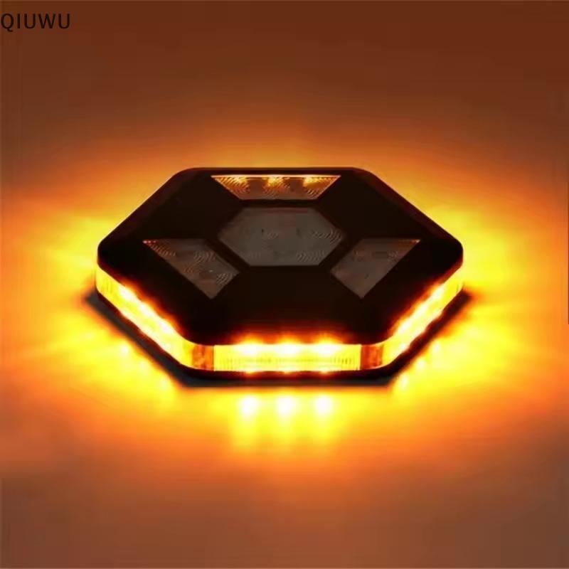QIUWU Đèn LED xoay ô tô Đèn cảnh báo từ tính Nhấp nháy có thể sạc lại Màu vàng trắng An toàn giao thông Flash Đèn tín hiệu an toàn tự động Toola.