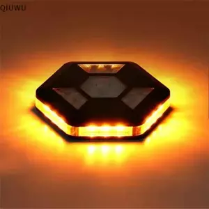 QIUWU Đèn LED xoay ô tô Đèn cảnh báo từ tính Nhấp nháy có thể sạc lại Màu vàng trắng An toàn giao thông Flash Đèn tín hiệu an toàn tự động Toola.