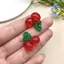 Mặt dây chuyền và vòng tay hình dâu tây anh đào màu đỏ bằng nhựa trong suốt - Phụ kiện thời trang dành cho nữ